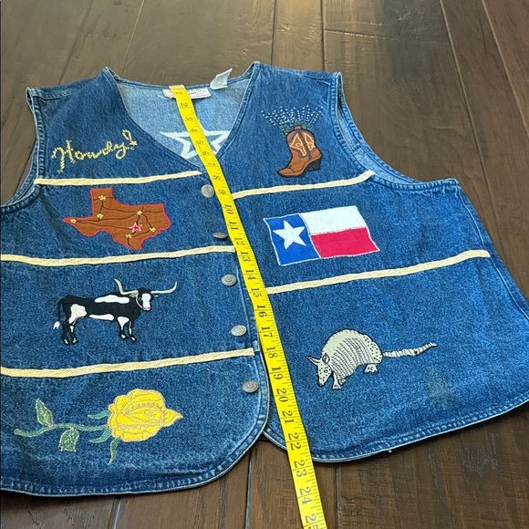 VINTAGE Texas RHYTHM BLUE WOMEN'S BLUE DENIM VEST XL - Picture 13 of 13